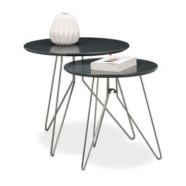 Relaxdays Beistelltisch 2er Set 3 Metallbeine