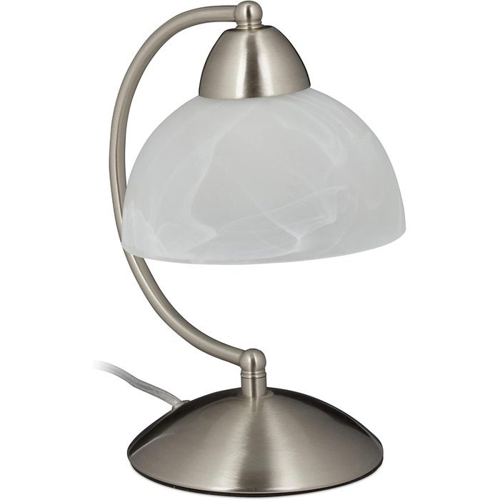 Relaxdays Tischlampe Touch, Retro Design, E14-Fassung, dimmbare Nachttischlampe, Glas & Eisen, HBT 25 x 15 x 19 cm, (Silber)