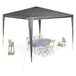 Relaxdays Pavillon, HxBxT: 2,5 x 3 x 3 m, PE & Stahl, wasserdicht, reißfest, Stecksystem, Partyzelt Garten, anthrazit, 1 Stück