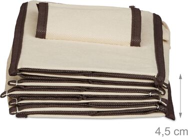Relaxdays Hängeregal Stoff, 6 Fächer, 2 Schübe, für Kleiderschrank, HBT: 82x14,5x30 cm, Beige/Dunkelbraun