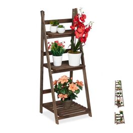 Relaxdays Blumentreppe Holz dunkelbraun