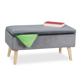 Relaxdays Samt Sitzbank mit Stauraum