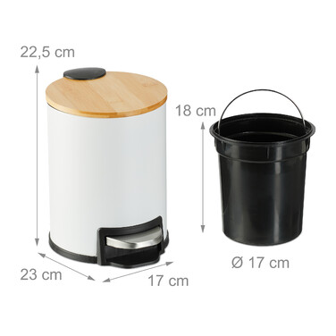 Relaxdays Bad Mülleimer 3 l mit Bambusdeckel
