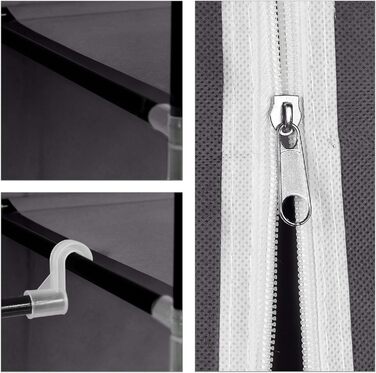 Relaxdays Stoffkleiderschrank, 9 Fächer, 2 Kleiderstangen, HBT: 173 x 148 x 43 cm, Camping, Keller, Faltschrank, anthrazit, Stoff