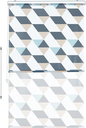Relaxdays Duschrollo, 100x240 cm, Dreieck Muster, Seilzug, Flexible Montage, Duschvorhang für Badewanne & Fenster, bunt
