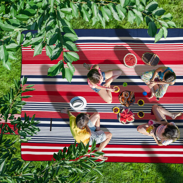 Relaxdays XXL Picknickdecke 200x300 cm gestreift