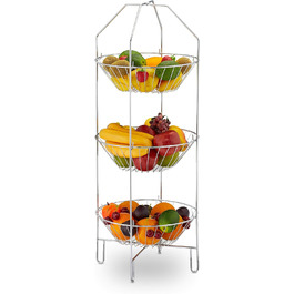 Relaxdays Obst Etagere 3-stöckig, XXL Obstkorb