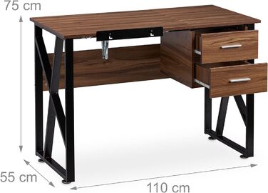 Relaxdays Schreibtisch neigbar, verstellbare Arbeitsfläche, Laptoptisch oder Zeichentisch, HBT 75x110x55cm,  (Holz Schwarz)