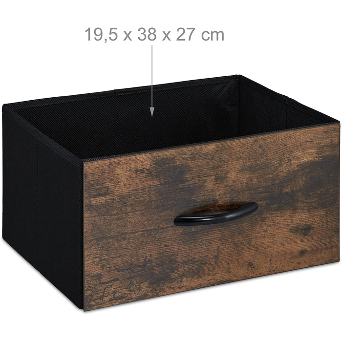 Relaxdays Kommode Industrial, 4 Schubladen, HBT: 71,5x84x32,5 cm, Stoff/Metall/Holzoptik, braun/schwarz