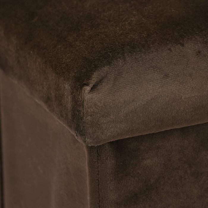 Relaxdays Sitzhocker, faltbar, 38x38x38 cm, Stauraum, MDF & Samt, Braun