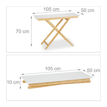 Relaxdays Klapptisch Bambus höhenverstellbar