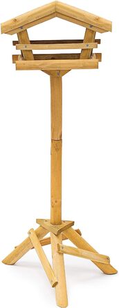 Relaxdays Vogelhaus mit Ständer HBT 100 x 37 x 43 cm Vogelhäuschen aus Holz als Vogelfutterhaus für Zaunkönig und Eichelhäher schicke Vogelfutterstelle und Vogelvilla mit grünem Dach, Natur