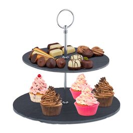 Relaxdays Schiefer Etagere 2 Etagen