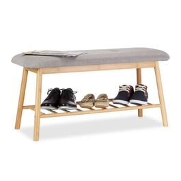 Relaxdays Schuhbank aus Bambus mit Polster