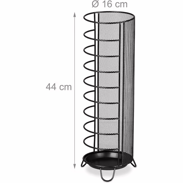Relaxdays Metal Umbrella Stand, 44 x 16 cm, runder Schirmständer, modernes Design, schwarz, Legierter Stahl