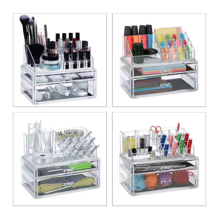 Relaxdays Make-Up Organizer mit 2 Schubladen