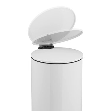 Relaxdays Kosmetikeimer, 5 Liter, Absenkautomatik, entnehmbarer Inneneimer, Bad Mülleimer, Metall, Treteimer rund, weiß