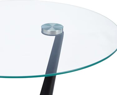 Relaxdays Beistelltisch, runder Couchtisch, H x D: 49 x 45 cm, Glas & Stahl, für Wohnzimmer, moderner Sofatisch, schwarz