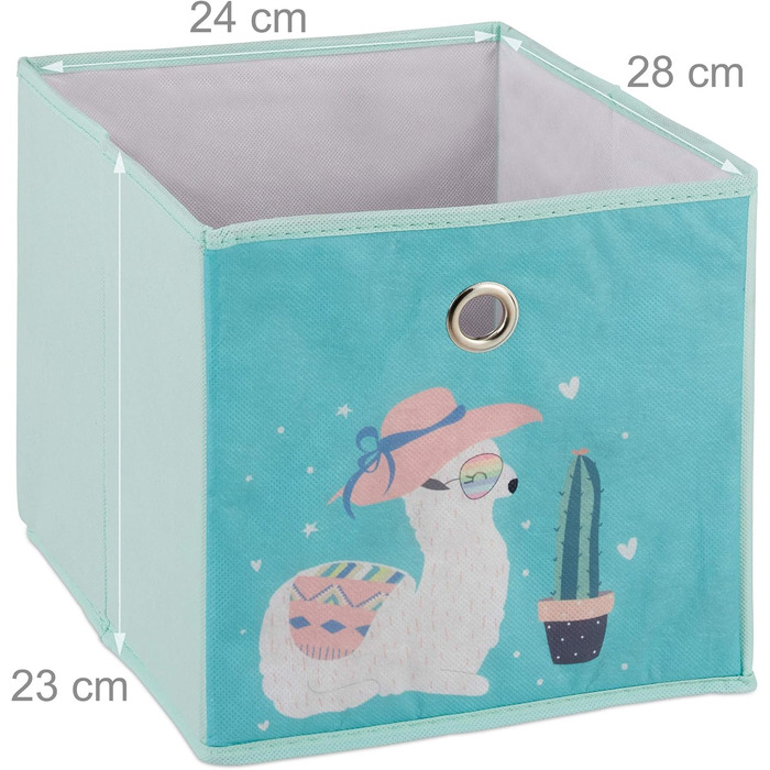 Relaxdays Kinderregal, Lama-Design, für Jungen & Mädchen, HBT 62x53x30 cm, bunt, 3 Boxen