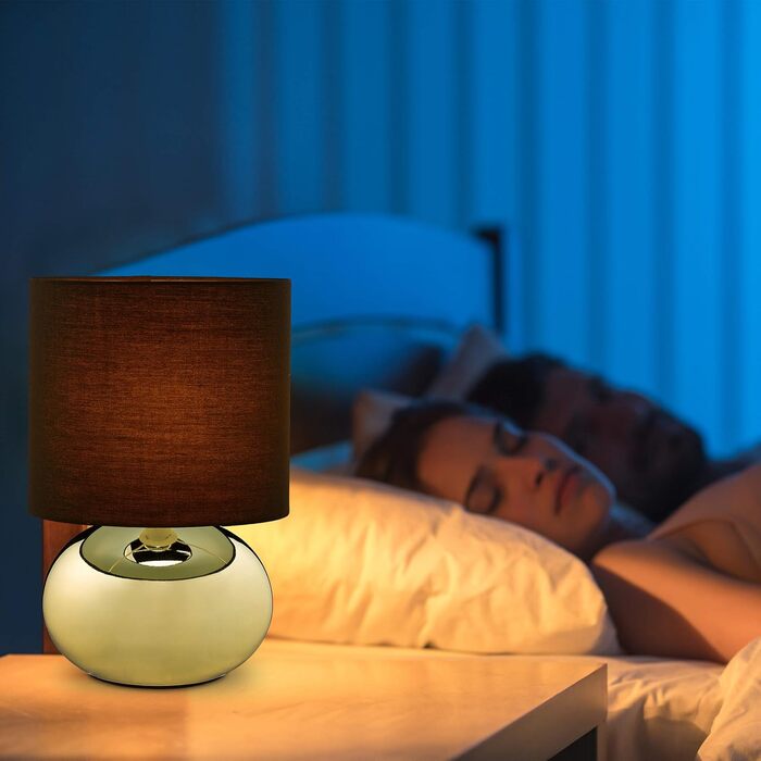 Relaxdays Touch-Nachttischlampe, dimmbar, 3 Stufen, E14, 28x18 cm, Gold