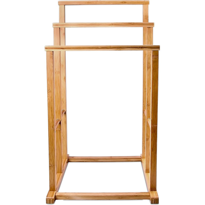 Relaxdays Bambus Handtuchständer, 82,5x42x42,5 cm, treppenförmig, 3 Stangen, natur, Badaccessoire/Herrendiener
