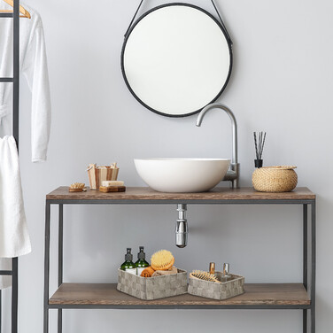 Relaxdays Grauer Aufbewahrungskorb 3er Set