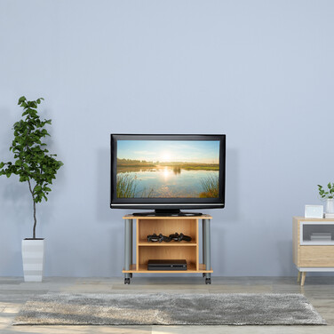 Relaxdays TV Tisch mit Rollen und 2 Fächern