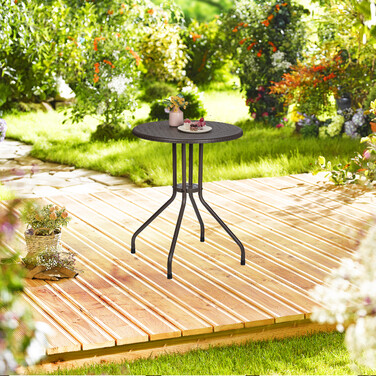 Relaxdays Runder Gartentisch in Rattanoptik
