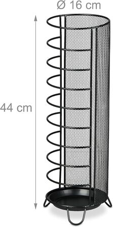 Relaxdays Metal Umbrella Stand, 44 x 16 cm, runder Schirmständer, modernes Design, schwarz, Legierter Stahl