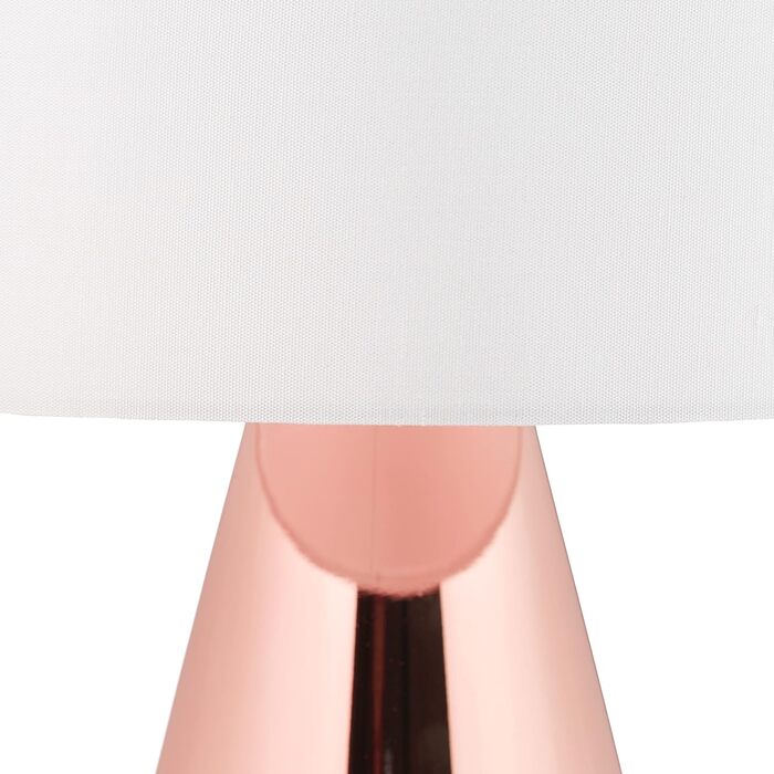 Relaxdays Tischlampe Touch dimmbar, moderne Nachttischlampe, HxD: 40 x 29 cm, E27, Tischleuchte mit Schirm, (Kupfer/Weiß)