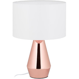 Relaxdays Tischlampe Touch dimmbar, moderne Nachttischlampe, HxD: 40 x 29 cm, E27, Tischleuchte mit Schirm, (Kupfer/Weiß)