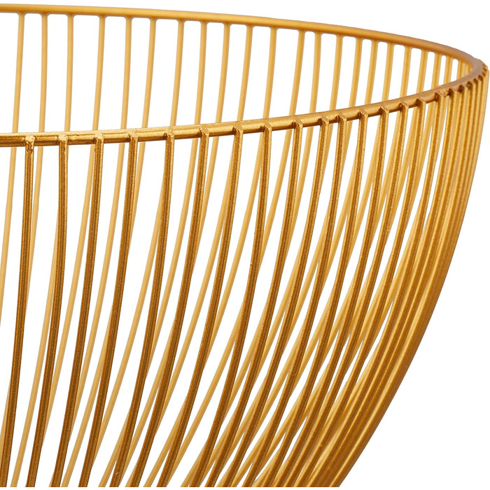 Relaxdays Obstschale Metall, runder Obstkorb, 14x25 cm, Drahtkorb, für Früchte, Gemüse & Brot, modern, Gold