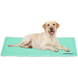 Relaxdays Kühlmatte Hund, 60 x 100 cm, selbstkühlende Hundematte, Gel, abwischbar, Kühlunterlage für Haustiere, türkis türkis 60 x 100 cm