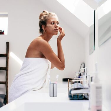 Relaxdays 5-tlg. Badezimmer Set, Edelstahl poliert, moderne Badaccessoires, Silber