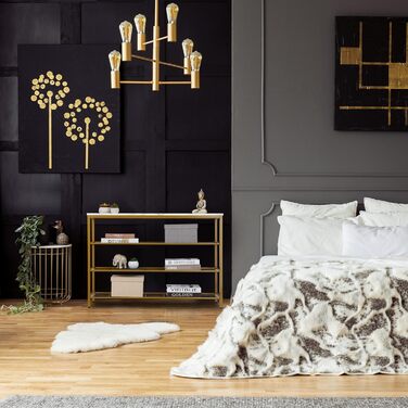 Relaxdays Konsolentisch, Marmoroptik, 70x101x30 cm, Metall & MDF, 4 Ablagen, Gold/weiß