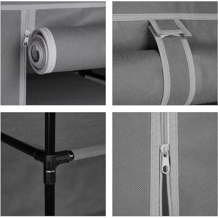 Relaxdays Schuhschrank, 9 Fächer, 27 Paar Schuhe, abnehmbarer Bezug, HxBxT 150x60x30cm, anthrazit