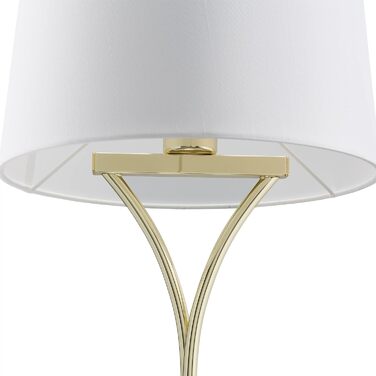 Relaxdays Tischlampe Vintage, mit Stoffschirm & Metallfuß, HxD: 49x30 cm, Nachttischlampe, E27, Schlafzimmer, weiß/gold