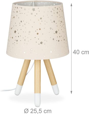 Relaxdays Kinderzimmer Tischlampe, E14, Stoffschirm mit Sternen, 40 cm, 50% Eisen, rosa