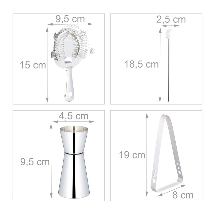 Relaxdays 5-teiliges Cocktail Shaker Set