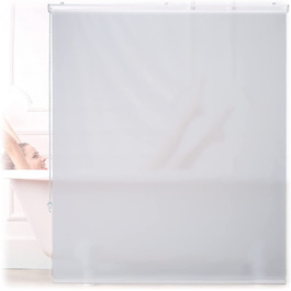Relaxdays Duschrollo,  Seilzugrollo für Dusche & Badewanne, Decke & Fenster, Badrollo wasserabweisend, weiß, PVC, Aluminium, Kunststoff (140x240 cm)