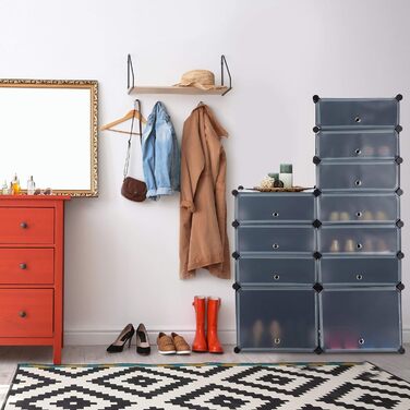 Relaxdays Schuhregal, DIY Regalsystem, 12 Fächer, XXL Steckregal