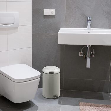 Relaxdays Treteimer, 12 l, Absenkautomatik, herausnehmbarer Inneneimer, Badabfalleimer, Metall, Grau und Silber