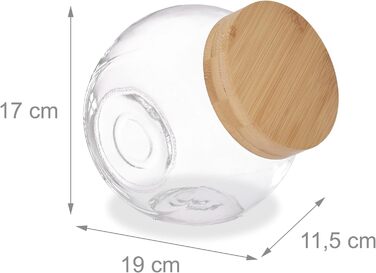 Relaxdays Bonbonglas, 2er Set, Vorratsgläser Süßigkeiten, 1,5 l, transparent/Natur