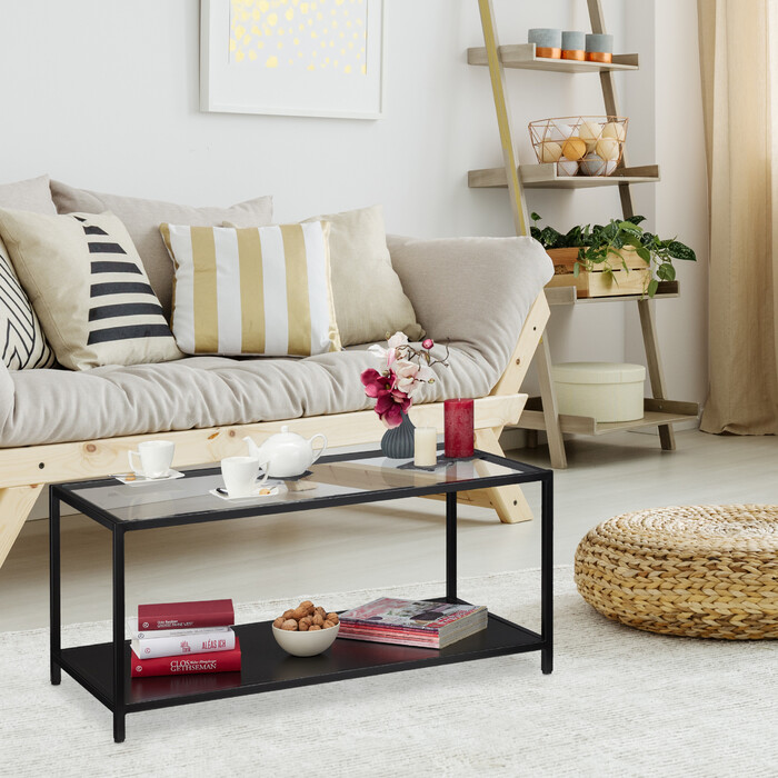 Relaxdays Couchtisch mit Glasplatte