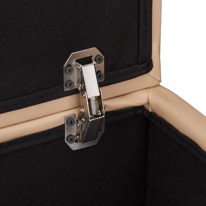 Relaxdays Sitzhocker mit Stauraum, Kunstleder, 40x40x40 cm, gepolstert, Beige