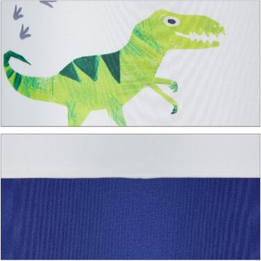 Relaxdays Dino Hängelampe, runder Lampenschirm mit Dinosaurier-Motiv, für Kinder- & Babyzimmer, HxD 126x30 cm, weiß-blau