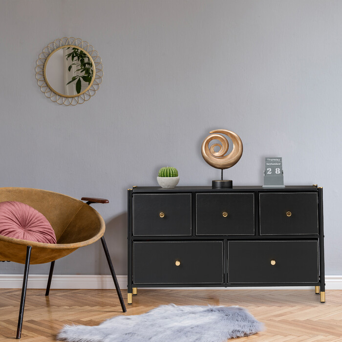 Relaxdays Kommode mit 5 Schubladen