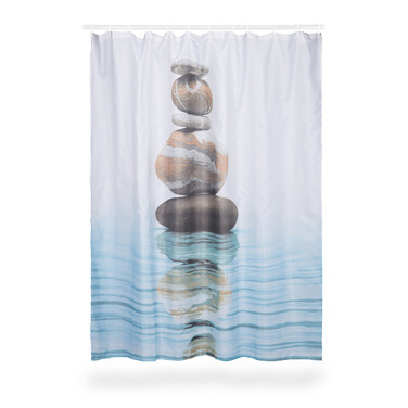 Relaxdays Duschvorhang Steine auf Wasser 180x180cm
