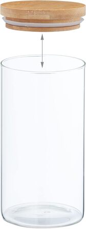 Relaxdays Glasdosen, 3er Set, 1000 ml, luftdicht, transparent/natur