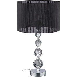 Relaxdays Tischlampe, Nachttischlampe im Kristalldesign, HxD 54 x 29,5 cm, E27 Fassung, Tischleuchte mit Schirm, schwarz